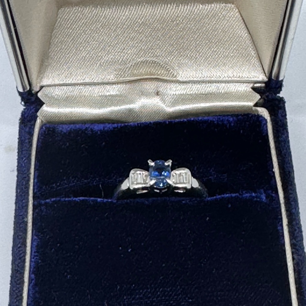 Platinum Sapphire Natural Diamond Ring